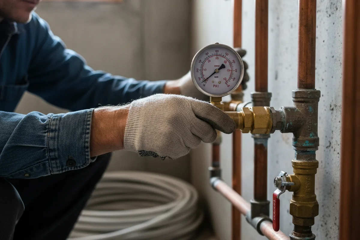Pressure testing a repaired line during Water Line Repair in Mesa